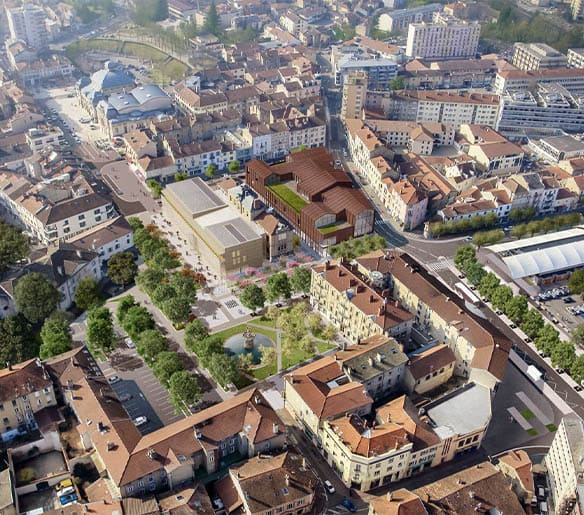 Vue aérienne de la ville de Bourg en Bresse